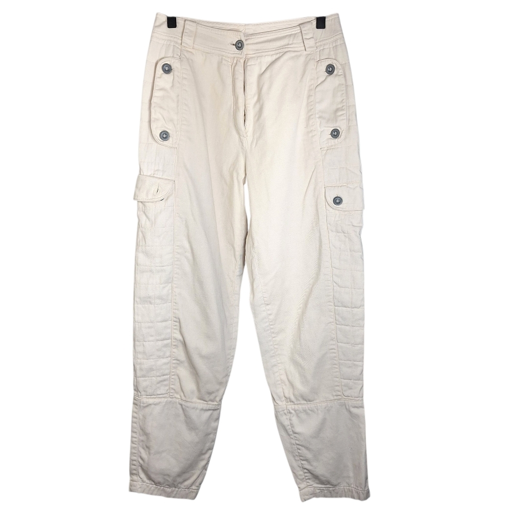 Vintage 90s Y2k Cargo Pants Womens 27x27 High Waist 100% Cotton Quilted Balloon